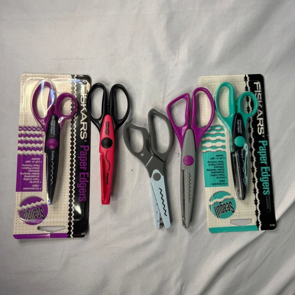 Fiskars Paper Edgers Decorative Craft Scissors Lot of 5 Scallop Seagull Elegance